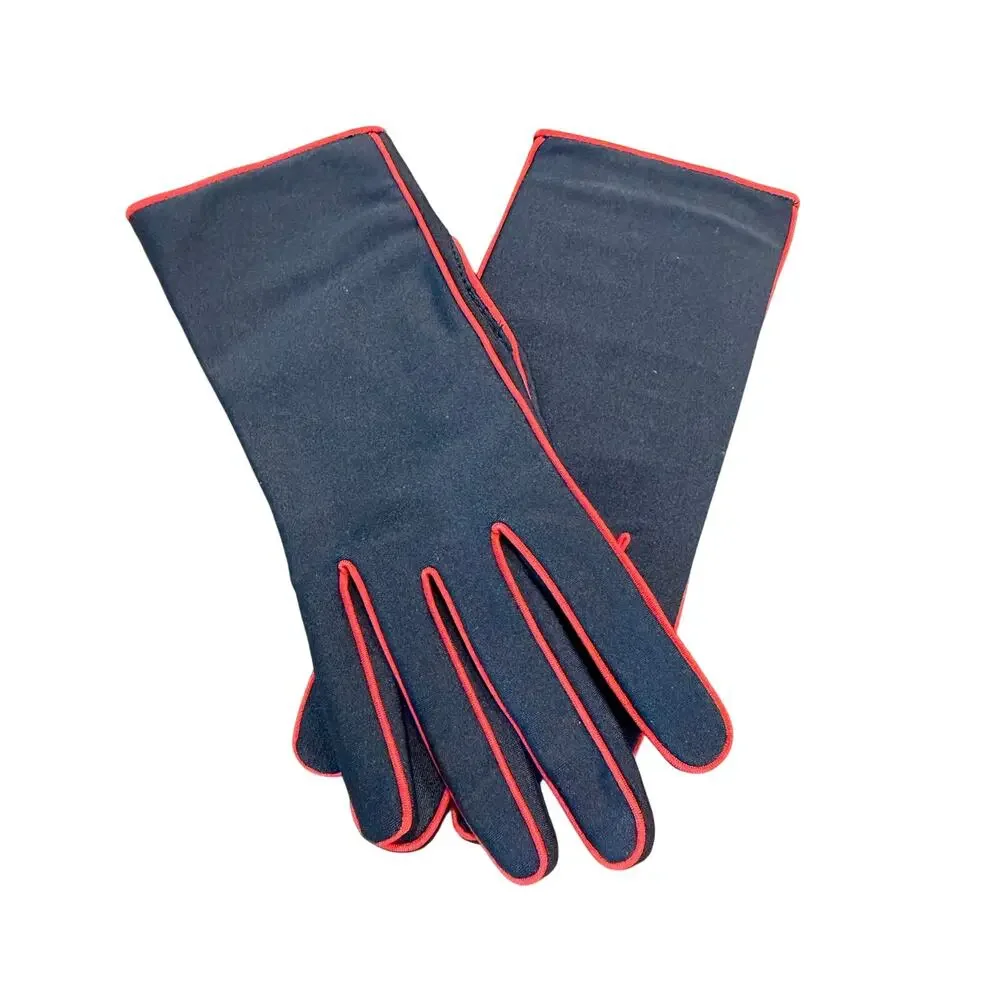 Vintage Aris Isotoner Gloves, Navy Blue with Red Piping, , in Original Box